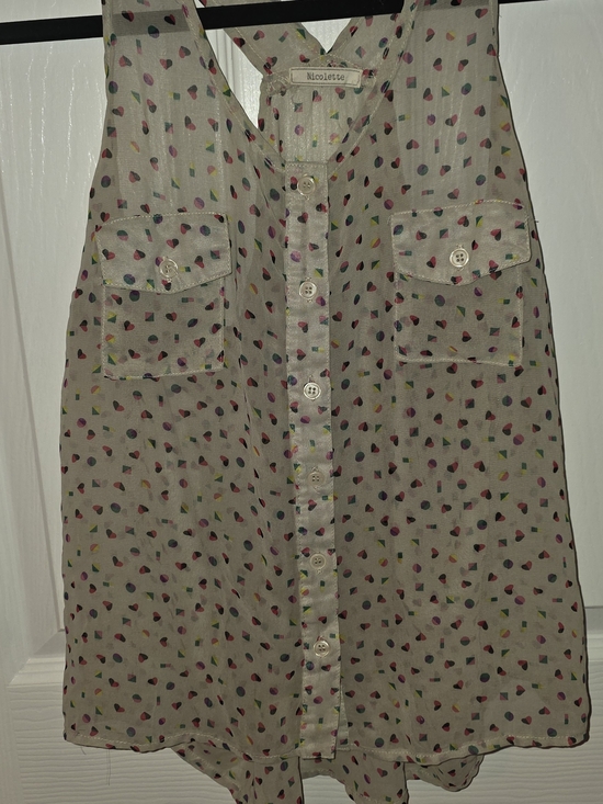 Nicole Tops - Nicole Cream Dot-Print High-Low Button Front Skirt